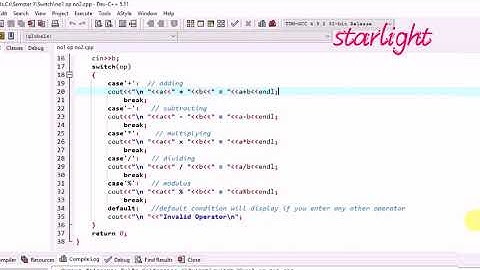 Perform Arithmetic operations between two numbers using switch statements C++ code