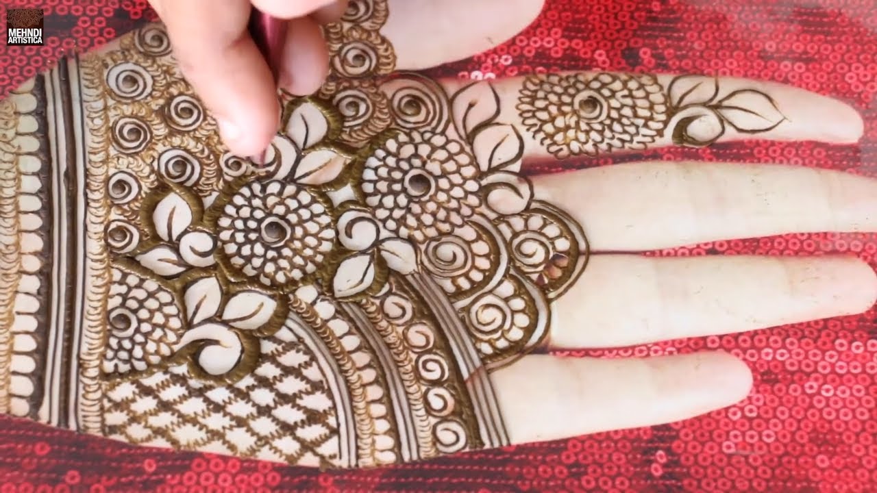 Traditional henna mehndi design for hand || Cutwork mehendi design || Bollywood bridal henna art