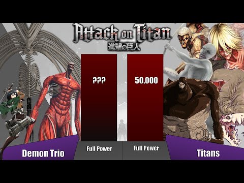 Demon-Trio-Vs-All-Titans-Power-Levels-Comparison---Attack-on-Titan---Eren,-