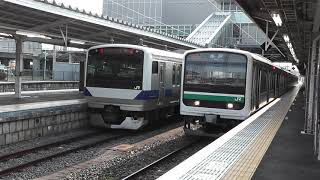 【同時発車】いわき駅を発車するE501系K753編成とE531系