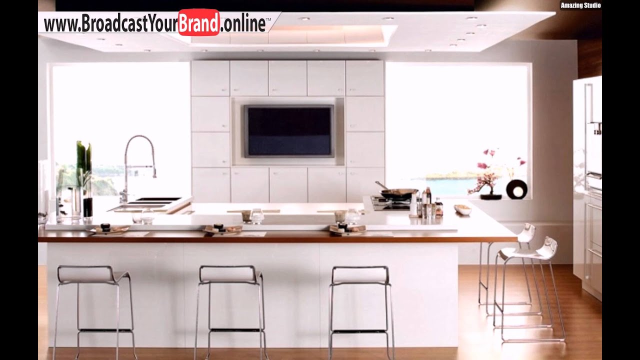 Wohnideen küche modern weià barhocker holz arbeitsplatte youtube
