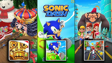 Temple Run 2 Winter Toyland Vs Sonic Dash Vs Bus Rush - Endless Run Gameplay