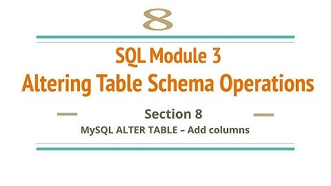 Section 8 : MySQL ALTER TABLE – Add columns