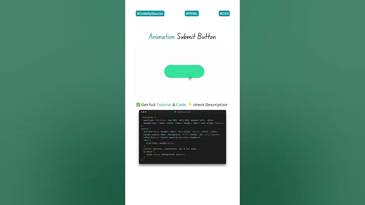 🚀 Animated Submit Button Using HTML & CSS #webdevelopment #coding #animation #shorts