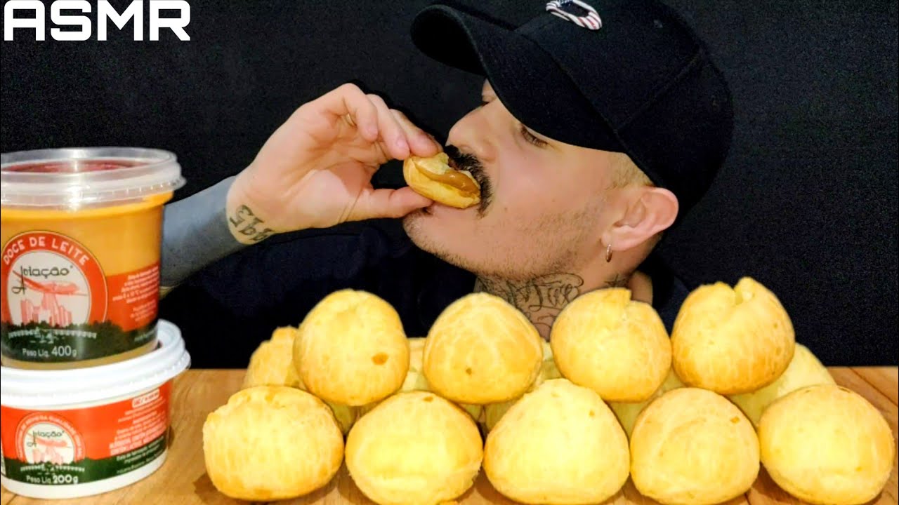 #128 ASMR | PÃO DE QUEIJO COM DOCE DE LEITE, MANTEIGA, CAFÉ COM LEITE (MUKBANG) SONS DE MASTIGAÇÃO.