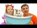Nastya und Papa lustige Haustiergeschichten für Kinder