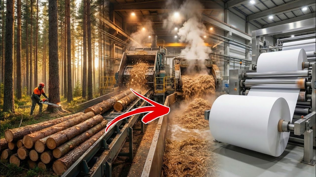 From Trees To Paper Rolls Inside One Factory Complete Manufacturing Process  