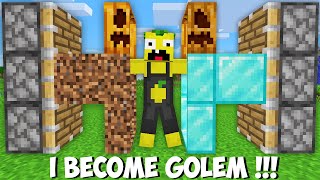 I found a NEW WAY TO BECOME DOUBLE GOLEM in Minecraft ! DIAMOND vs DIRT GOLEM !