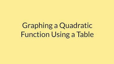 Graphing Quadratic Functions Using Tables