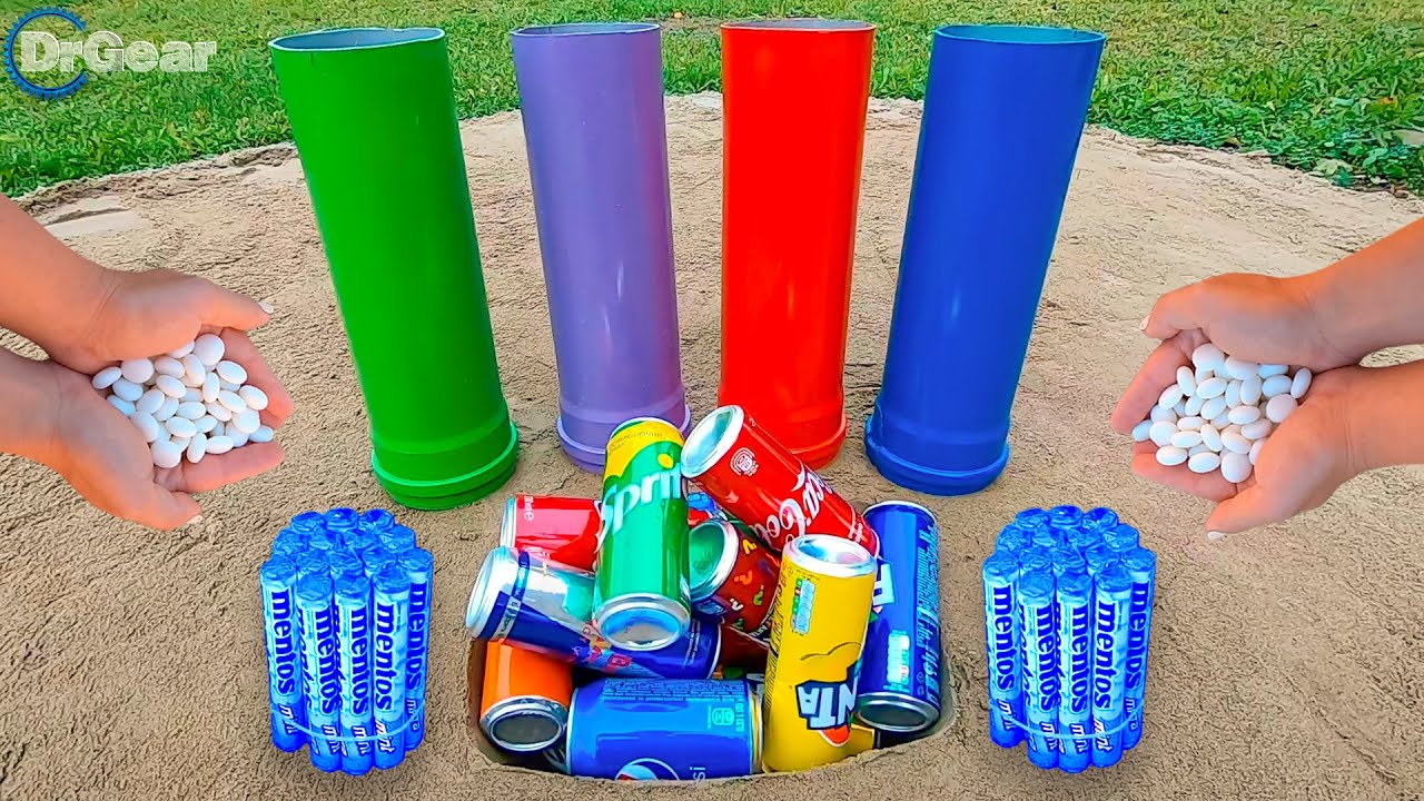 Experiment: Coca Cola vs Mentos in pipes | Dr Gear