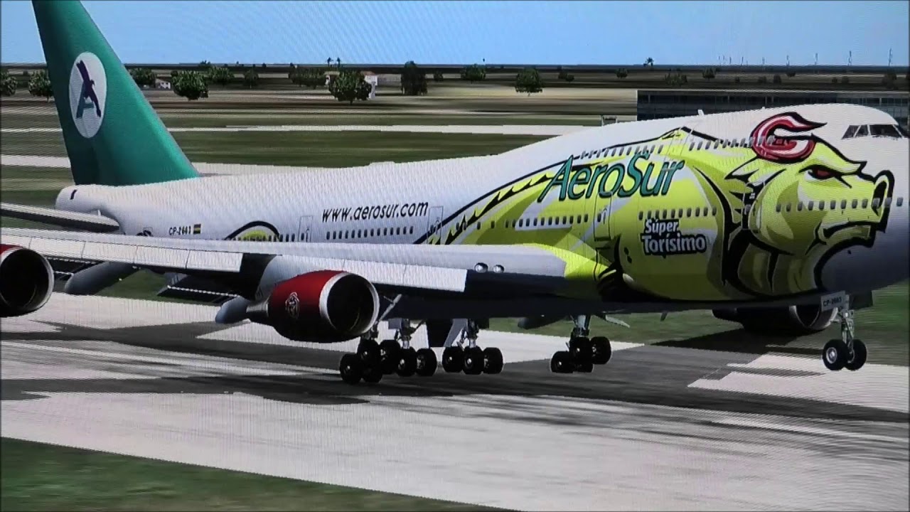 747-400 Super Torisimo takeoff Viru-Viru Santa Cruz Aerosur fs9