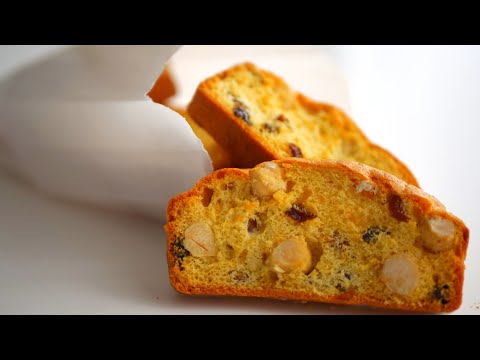 Video: Biscotti Med Nødder, Kandiserede Frugter Og Rosiner