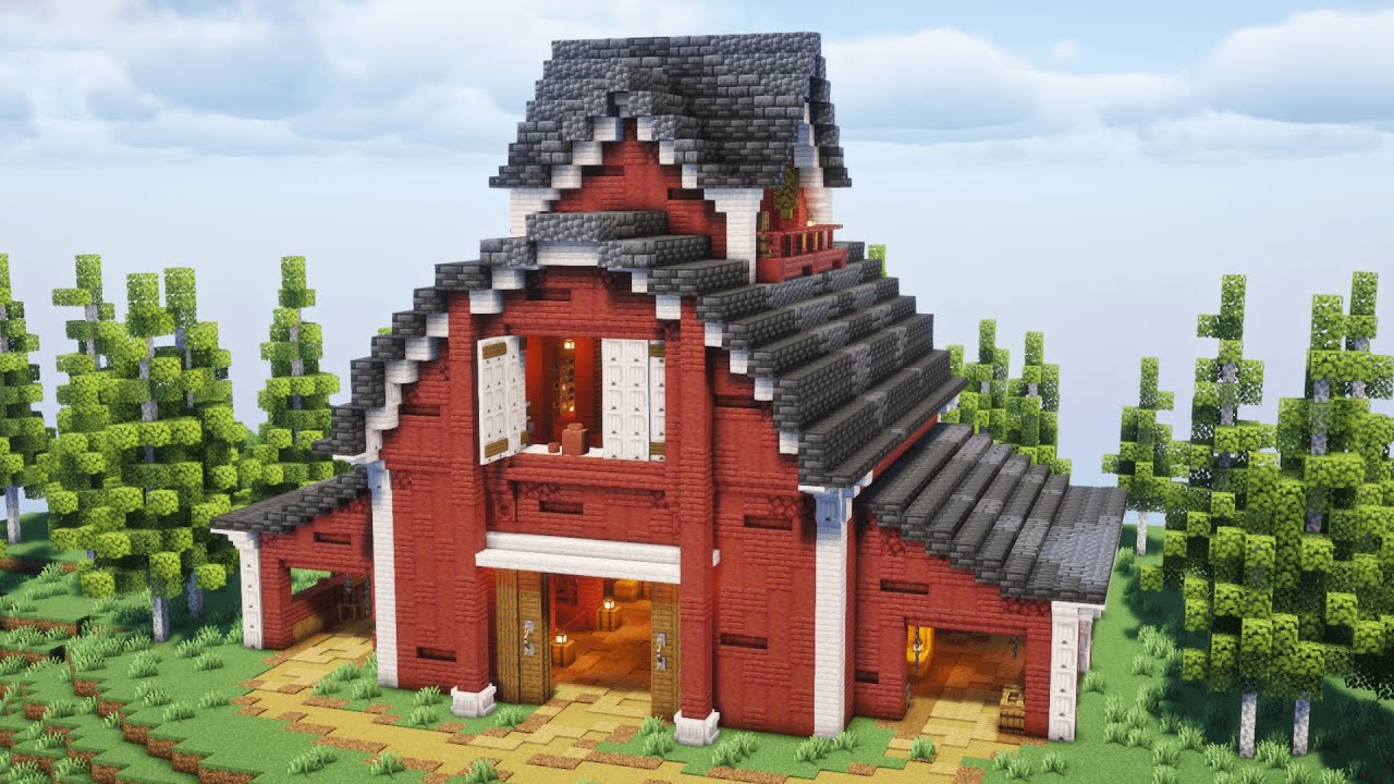How to Build a Functional Barn with Storage in Minecraft (Part 1) - YouTube