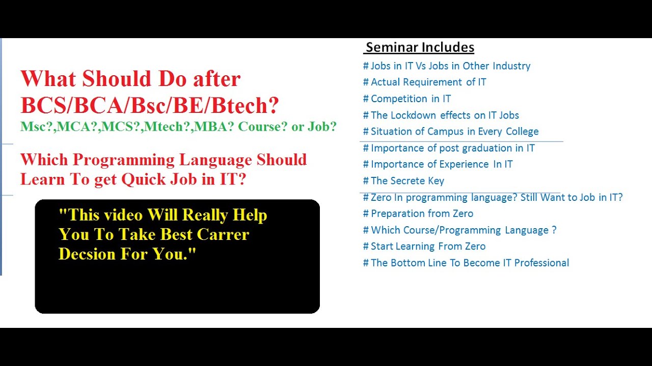 What After BCS/BCA/Bsc/BE/Btech.Best Carrier Guidance . What ...