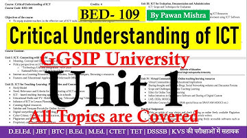 Critical Understanding of ICT | Unit 1 | B.Ed. Semester 1 | By Pawan Mishra