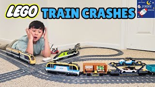Lego Freight Train Vs Lego High Speed Trains Crash and Build Giant Lego Tracks