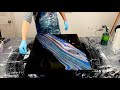 Chaos ribbon swipe  transfer and spinacrylic pouringabstract art279