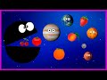 Hungry black hole  funny planet comparison game  8 planets sizes