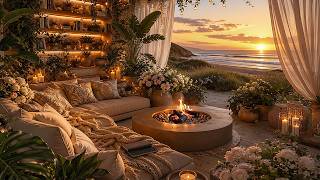 Read by the Ocean Until Sleep Finds You… 📚🌊🔥 | Waves & Crackling Fire