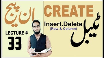 CLASS 33  II  CREATE TABLE & (Delete/Insert Row & Column)  (INPAGE)