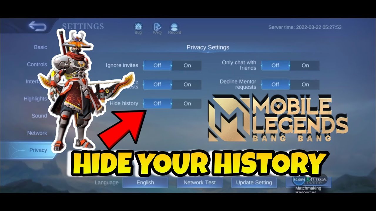 PAANO MAGHIDE NG HISTORY SA MOBILE LEGENDS | HOW TO HIDE HISTORY ON