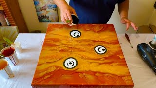 Golden Transformation - Puddles + Blowouts Lessons Learned Abstract Fluid Art Painting