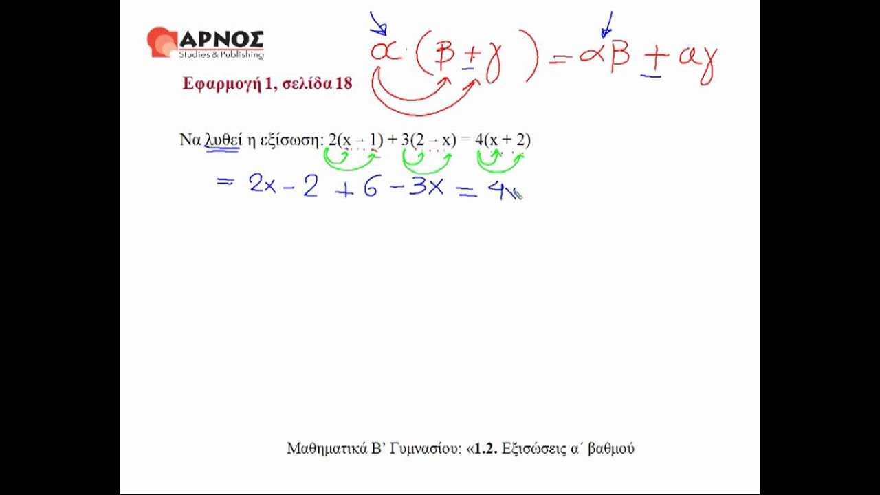 1.2 Εξισώσεις α' βαθμού εφ.1, Β Γυμνασίου