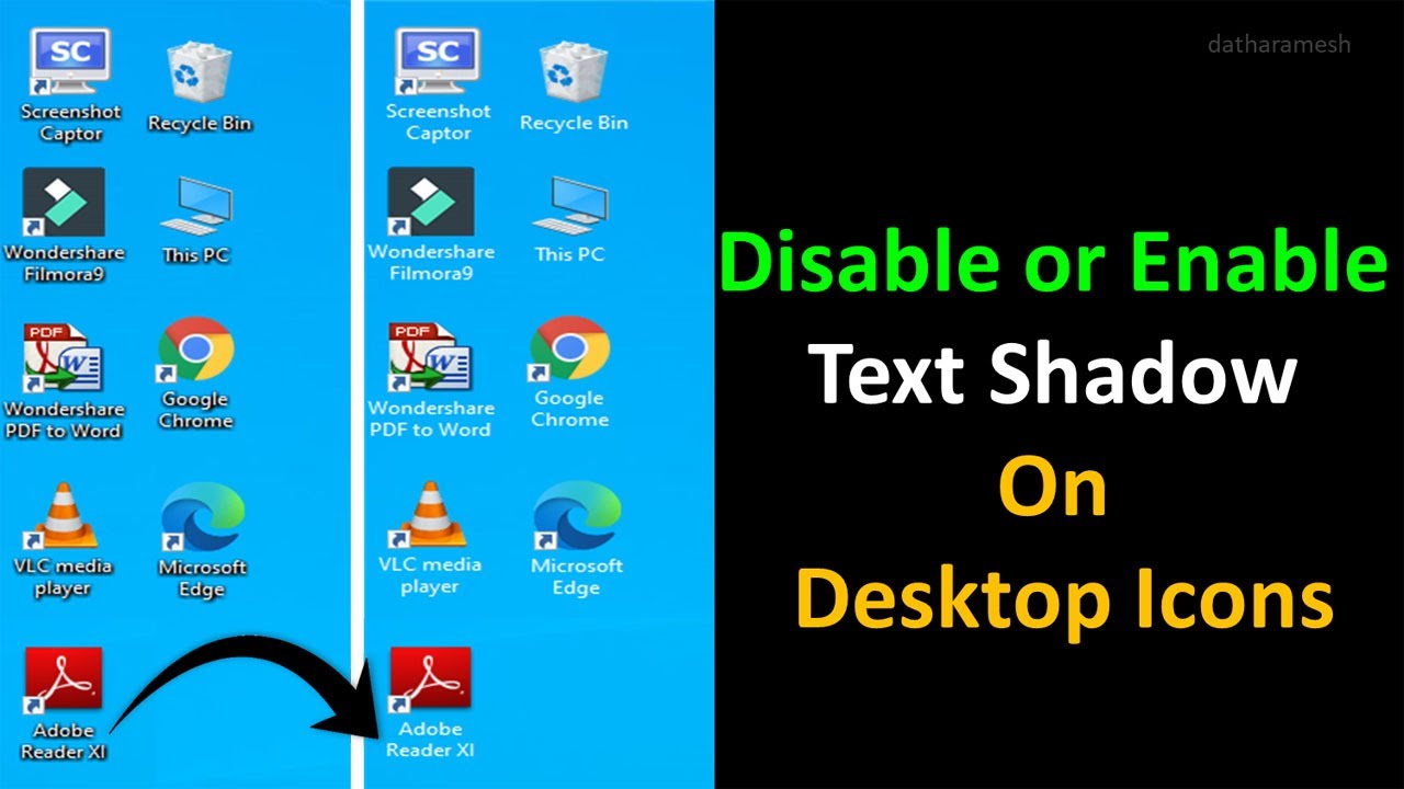 How To Disable Or Enable Text Shadow On Desktop Icons In Windows 10 How To Disable Or Enable Text Shadow On Desktop Icons In Windows 10