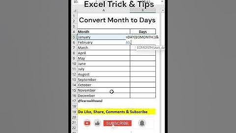 Excel Month to Days|#shorts #youtubeshorts #excel #short #trending #viral #reels #shortvideo #new