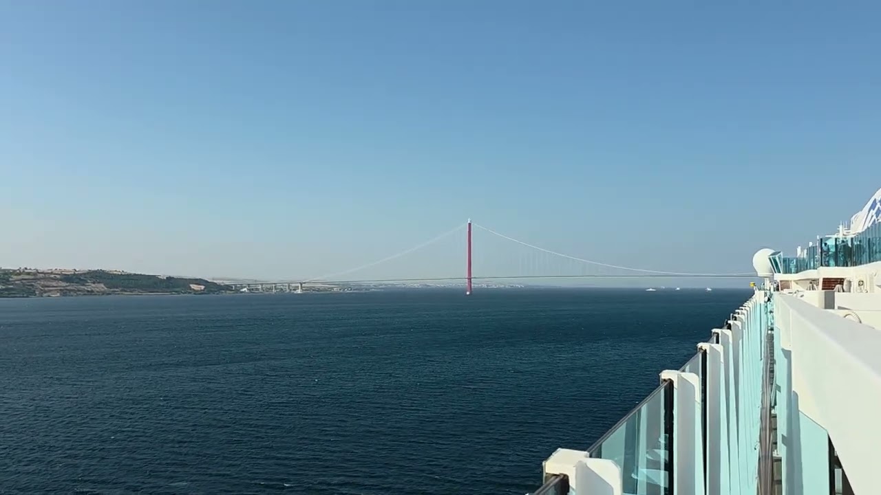 Traveling under the Bosphorus bridge on the 