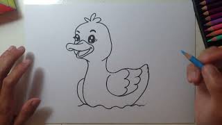 Drawing A Cute Duck , Easy Drawing For Kids 