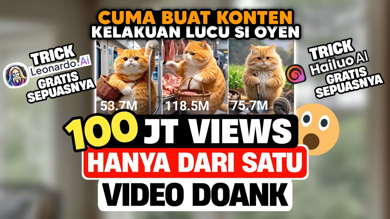 GILA! Dapat 100jt Views/Video Dari Konten Ai Kucing Lucu Oyen Doank