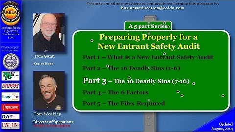 New Entrant Safety Audit Part 3 of 5