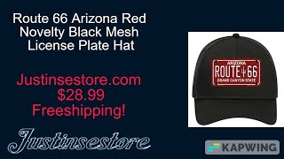 Route 66 Arizona Red Novelty Black Mesh License Plate Hat @Justinsestore