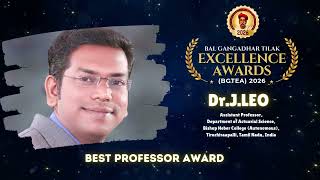 Dr.J.Leo | Best Professor Award 🏆 | BGTEA 2026 Award Ceremony