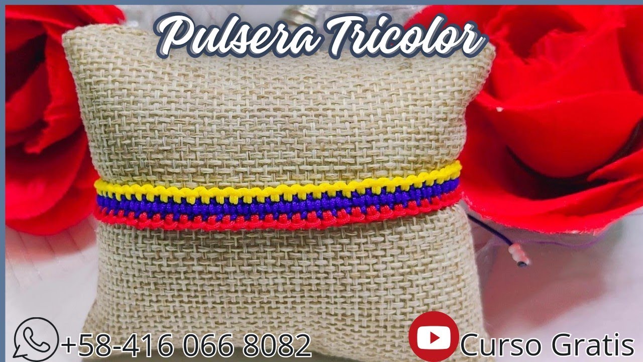 Cómo hacer una pulsera Tricolor, pulsera de hilo con tejido fácil. DIY