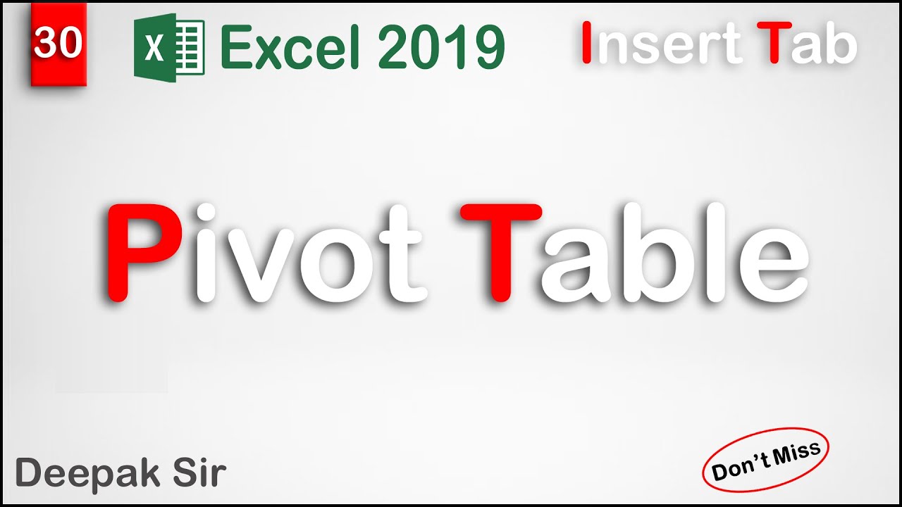 Pivot Table | computer time - YouTube