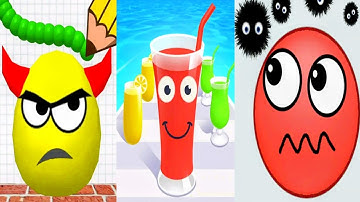 Draw To Smash Vs Juice Run Vs Hide Ball Brain Teaser - All Level Gameplay walkthrough (Android iOS)