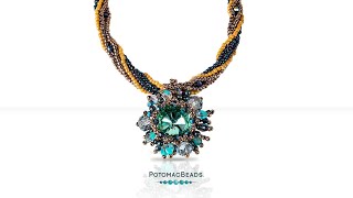 Sunset Herringbone Beaded Rope Necklace Blue