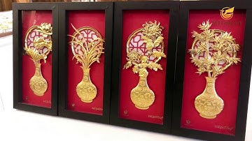 Bộ tranh tứ quý dát vàng 24k sang trọng (cỡ nhỏ)