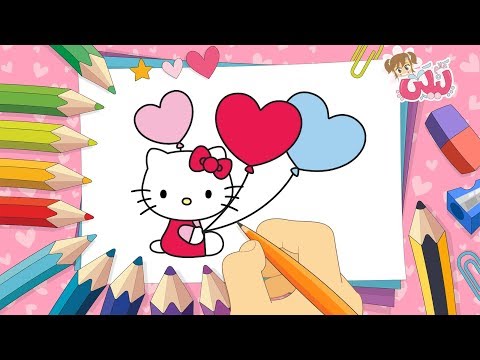 تعلم رسم هيلو كيتي مع ليلى تعليم الرسم للأطفال تعلم الرسم خطوة بخطوة رسم قطة هيلو كيتي