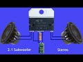 DIY 2.1 Subwoofer  Powerful Stereo Amplifier, How to Make Subwoofer Amplifier Stereo With TDA7377 