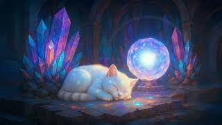 Crystal Cave Cat Ambience | 1 Hour Orb Hum & Soft Sparkling Light