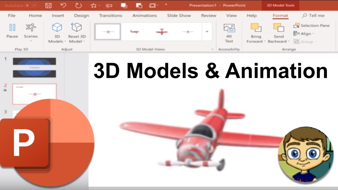 3d model animation in powerpoint presentation