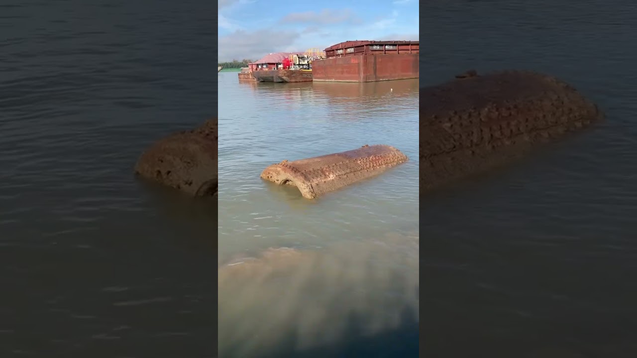 Sunken ship out of water