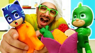 ¡Preparamos burritos con Cristian, Gekko y Catboy Juego de cocina con plastilina Play Doh.