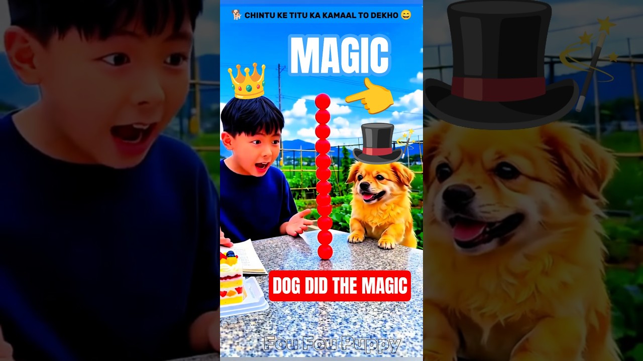 चिंटू ने लाल वाला जादू दिखाया 😄 Magic challenge 🪄 Funny dogs videos #dog #puppy #foufoupuppy