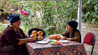 Baking Crispy Uzbek Bread with Beef with Fluffy Pancakes | RURAL LIFE