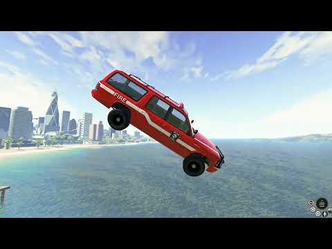 Видео: CARS CRUSH, JUMP INTO THE WATER, SLIDE IN THE MUD PIT.  Video for Boys Beamng Drive