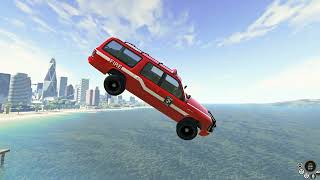 CARS CRUSH, JUMP INTO THE WATER, SLIDE IN THE MUD PIT.  Video for Boys Beamng Drive